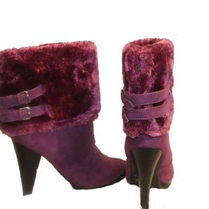 Ankle Boots │Purple 11 M│ Faux Suede & Fur Purple